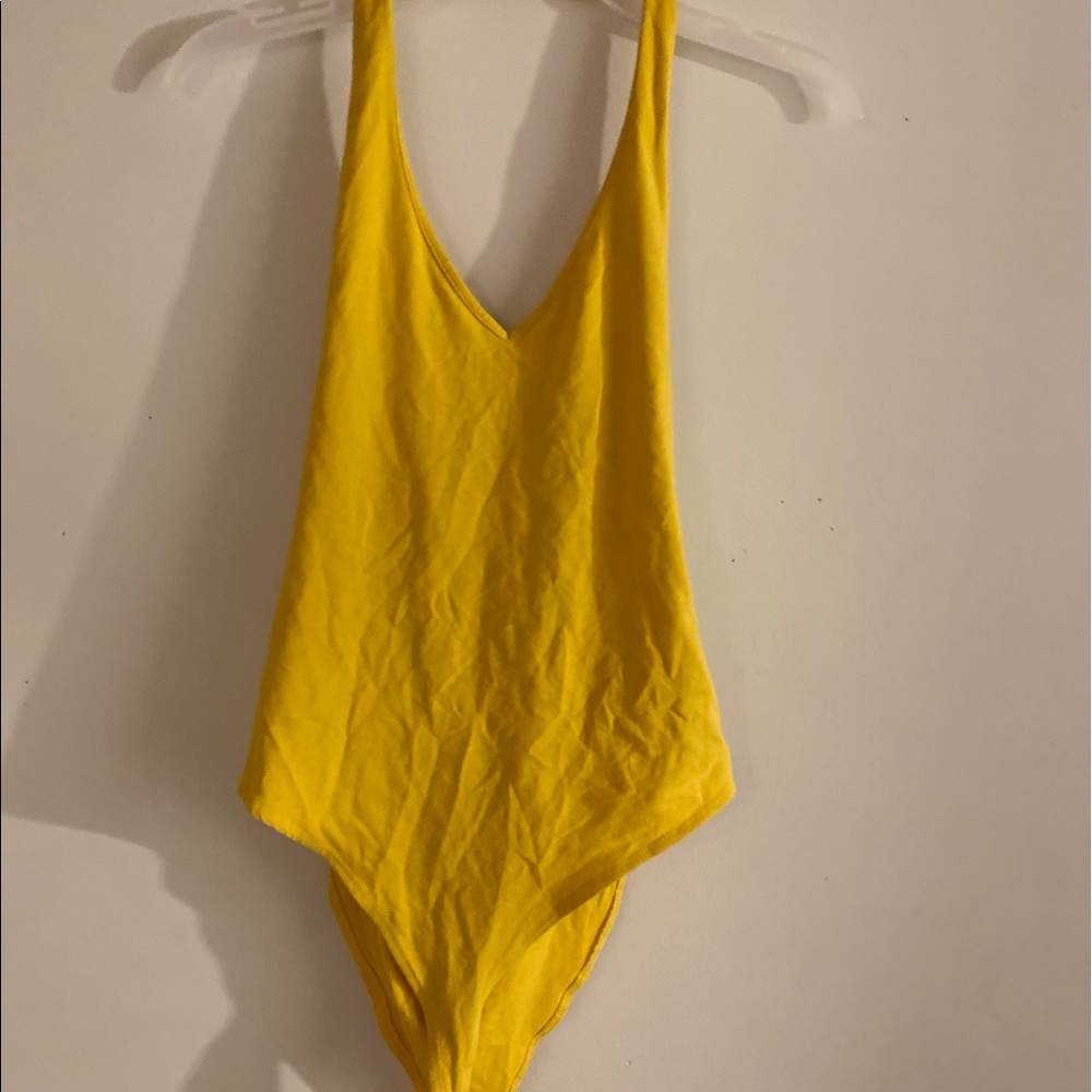 yellow backless bodysuit